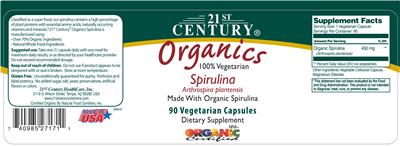 Label of Organic Spirulina Arthrospira Plantensis