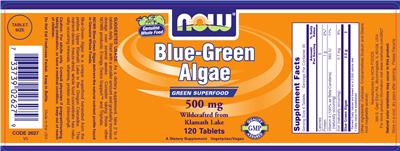 Label of Blue-Green Algae 500 mg