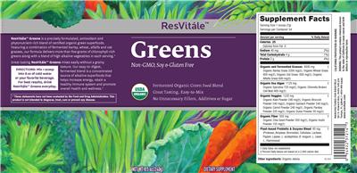 Label of Greens Fermented Organic Green Food Blend