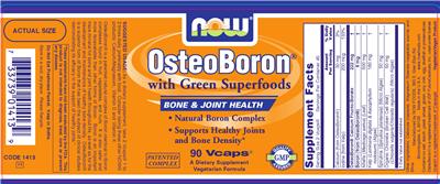 Label of OsteoBoron With Green Superfoods