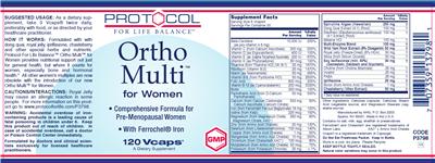 Label of Ortho Multi For Women