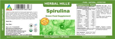 Label of Spirulina Green Food Supplement