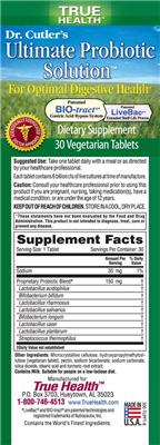 Label of Dr. Cutler's Ultimate Probiotic Solution