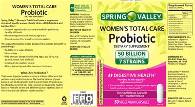 Label of Women's Total Care Probiotic 50 Billion