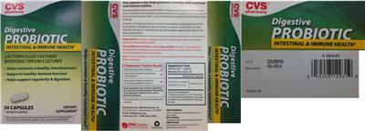 Label of Digestive Probiotic Intestinal & Immune Health