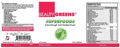 Label of BeautyGreens Superfoods
