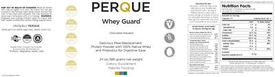 Label of Whey Guard Chocolate Flavored