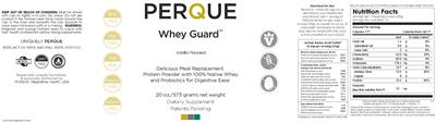 Label of Whey Guard Vanilla Flavored