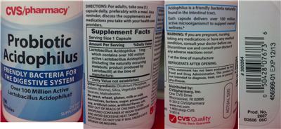 Label of Probiotic Acidophilus
