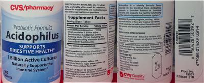 Label of Probiotic Formula Acidophilus