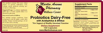Label of Probiotics Dairy-Free With Acidophilus & Bifidus