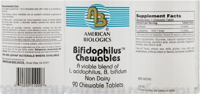 Label of Bifidophilus Chewables
