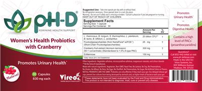 Label of Women's Health Probiotics with Cranberry