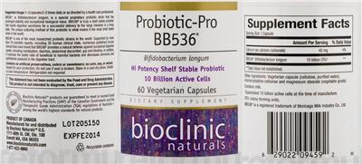 Label of PProbiotic-Pro BB536