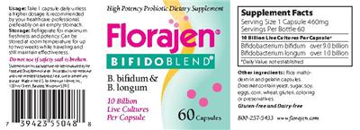 Label of Florajen Bifidoblend
