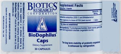 Label of BioDophilus Caps