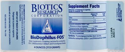 Label of BioDophilus-FOS