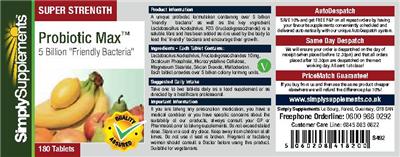 Label of Probiotic Max