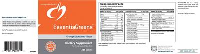 Label of EssentiaGreens Orange/Cranberry Flavor