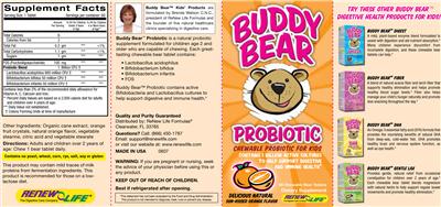 Label of Buddy Bear Probiotic