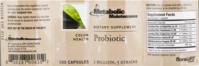 Label of Probiotic