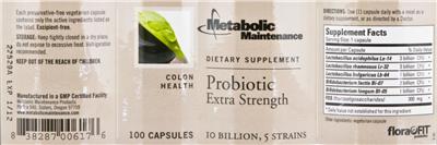 Label of Probiotic Extra Strength