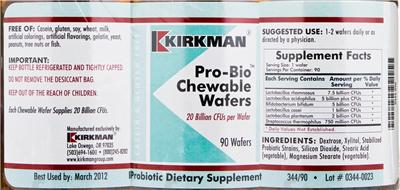 Label of Pro-Bio Chewable Wafers