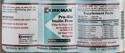 Label of Pro-Bio Inulin Free