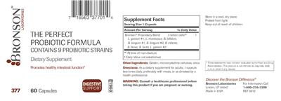 Label of The Perfect Probiotic Formula