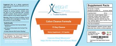 Label of Colon Cleanse Formula