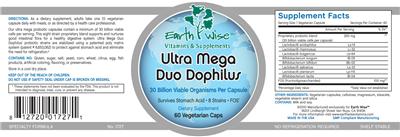 Label of Ultra Mega Duo Dophilus