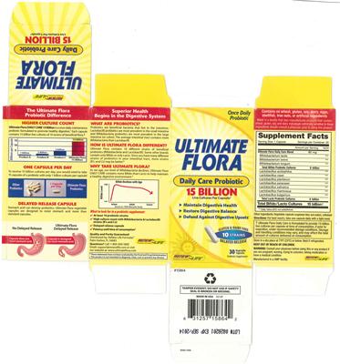 Label of Ultimate Flora Daily Care Probiotic