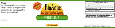 Label of Spirulina