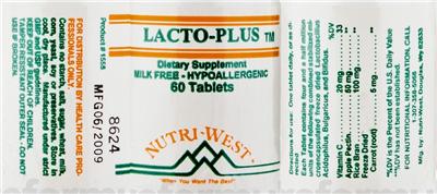 Label of Lacto-Plus 60 Tablets