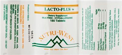 Label of Lacto-Plus 180 Tablets