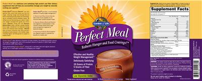 Label of Perfect Meal Milk Chocolate