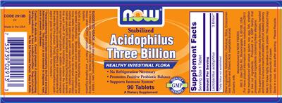 Label of Stabilized Acidophilus Three Billion