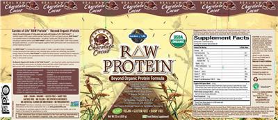 Label of Raw Protein Chocolate Cacao