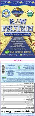 Label of Raw Protein Vanilla