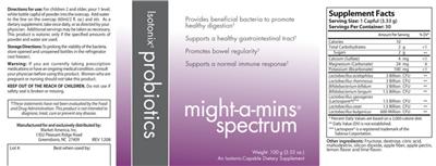 Label of Isotonix Probiotics