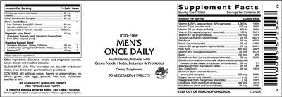 Label of Iron-Free Men's Once Daily