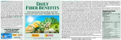 Label of Daily Fiber Benefits Lemon-Lime Flavor