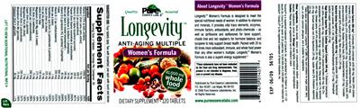 Label of Longevity Women's Formula