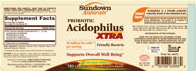 Label of Probiotic Acidophilus Xtra