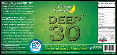 Label of Deep2 30 Banana Smoothie