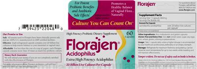 Label of Florajen Acidophilus