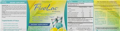 Label of FiveLac Probiotic