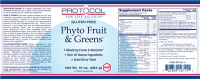 Label of Phyto Fruit & Greens