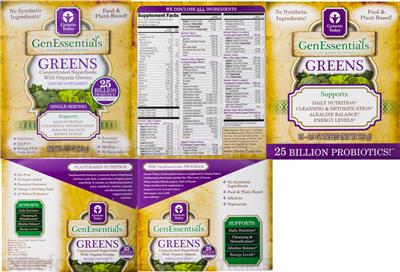 Label of GenEssentials Greens