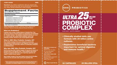 Label of Ultra Probiotic Complex 25 Billion CFUs